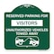 Signmission Reserved Parking for Visitors Unauthorized Vehicles Towed Away With Tow Away Graphic, GW-1818-23069 A-DES-GW-1818-23069 - alternate 1